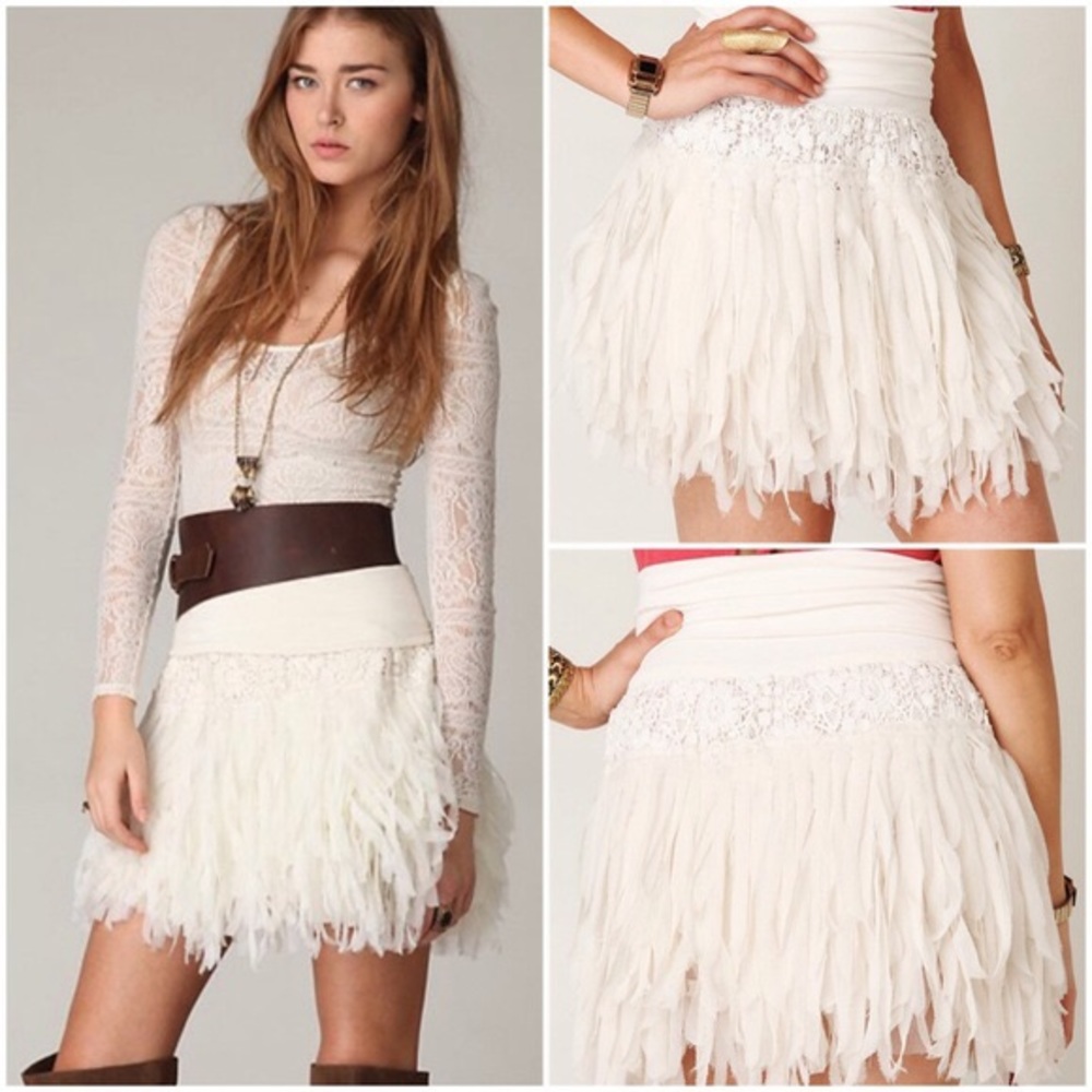 PRICE IS FIRM NWOT Free People One Shredded Chiffon Mini Skirt S
